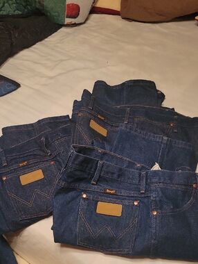 New 3 Pairs Of Wrangler 40x34Men's Dark Blue Denim Jeans - Classic Straight Fit